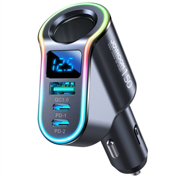 [RETURNED ITEM] Joyroom fast car charger 4in1 USB-A QC3.0 / 2xUSB-C PD 150W black (JR-CL21)eng