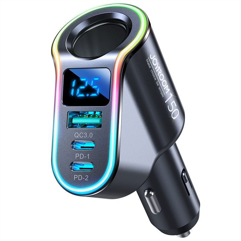 [RETURNED ITEM] Joyroom fast car charger 4in1 USB-A QC3.0 / 2xUSB-C PD 150W black (JR-CL21)eng