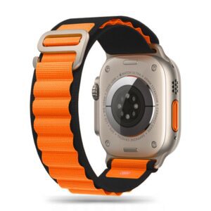 Tech-Protect Nylon Pro Strap for Apple Watch 4 / 5 / 6 / 7 / 8 / 9 / SE / Ultra 1 / 2 (42/44/45/49 mm) - Black & Orangeeng