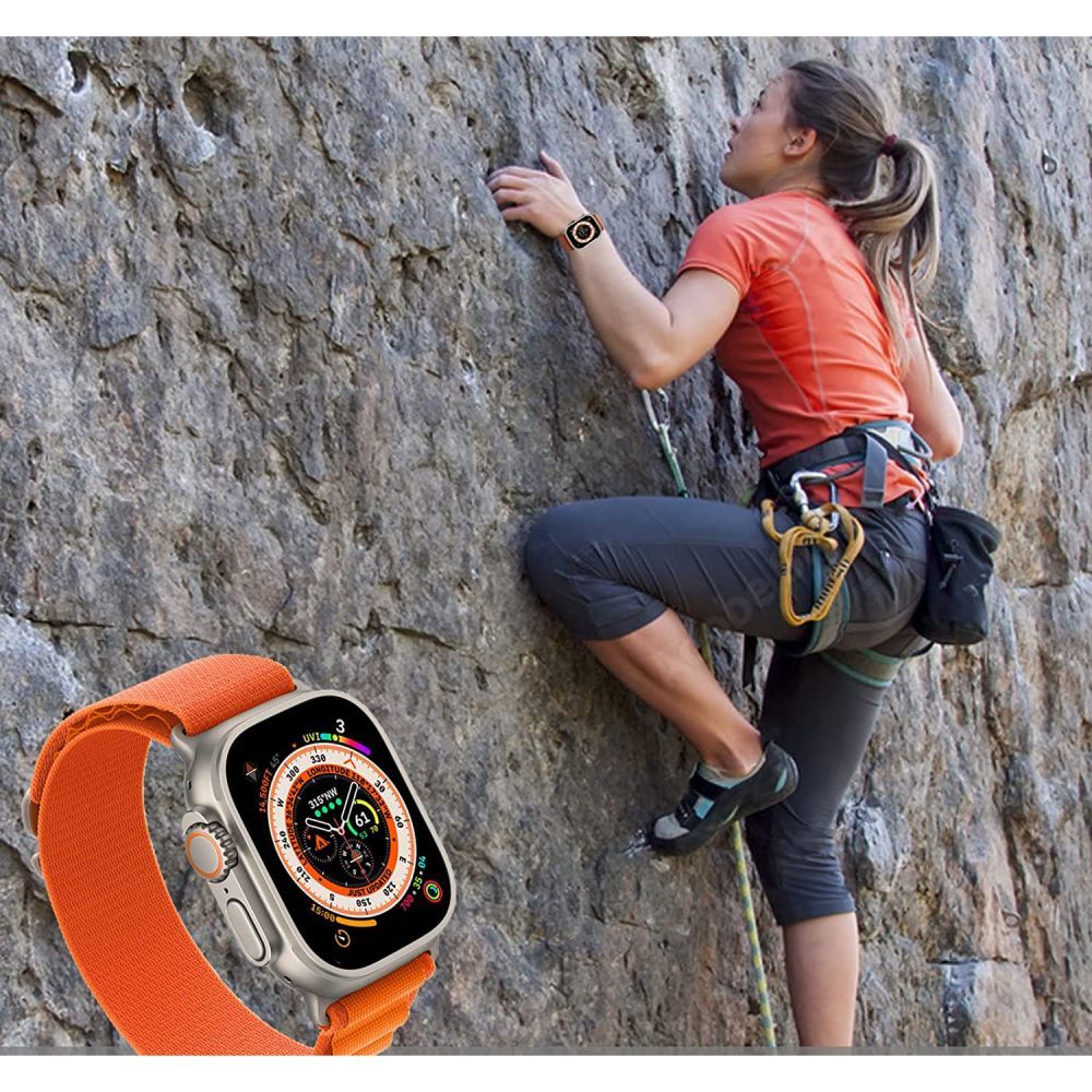 Tech-Protect Nylon Pro Strap for Apple Watch 4 / 5 / 6 / 7 / 8 / 9 / SE / Ultra 1 / 2 (42/44/45/49 mm) - Black & Orangeeng