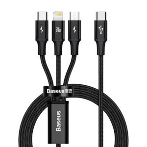 Baseus Rapid Series 3in1 USB-C - USB-C / Lightning / micro USB cable 20W PD 1.5m - blackeng