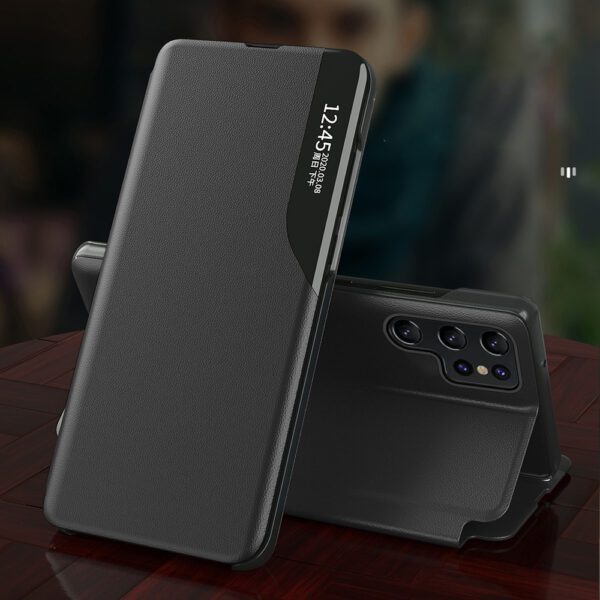 Eco Leather View Case for Samsung Galaxy S25 Ultra with Flip and Stand - Blackeng