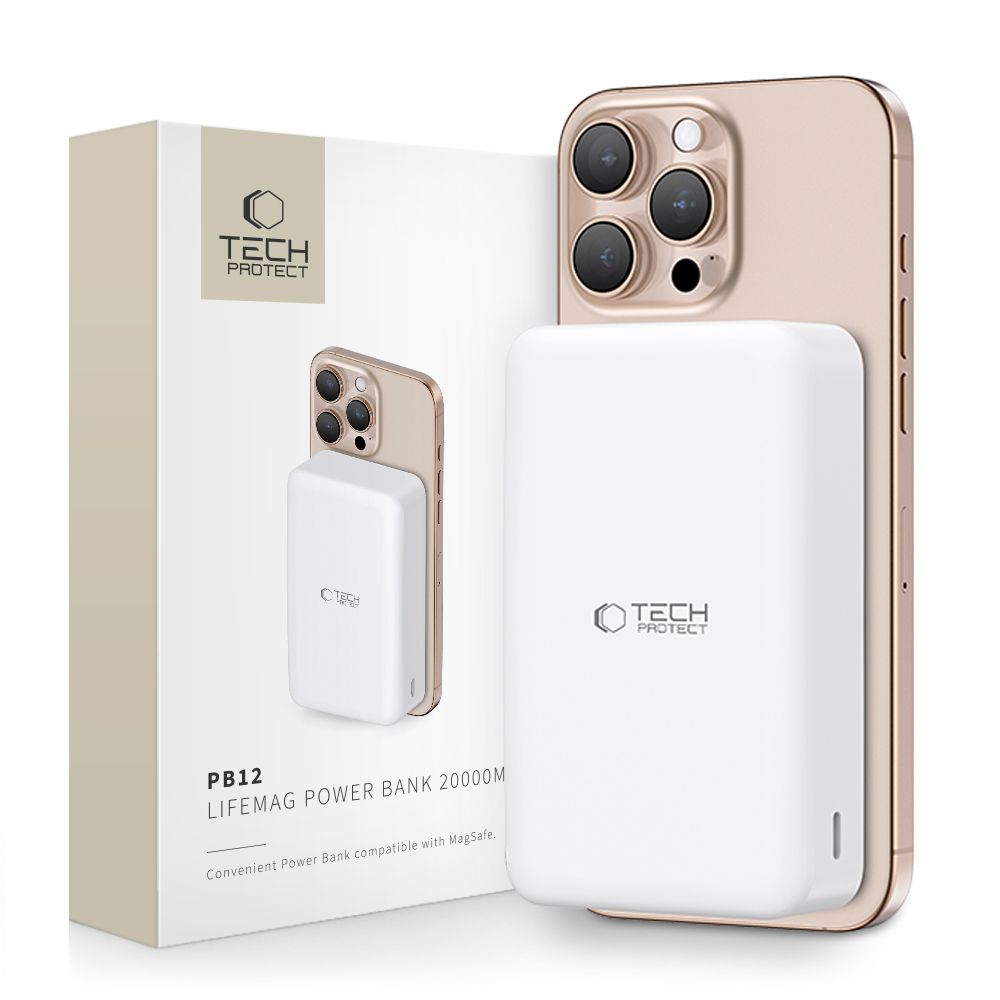 CREATOR: gd-jpeg v1.0 (using IJG JPEG v62), quality = 80 Powerbank Tech-Protect PB12 LifeMag MagSafe 20000MAH - whiteeng