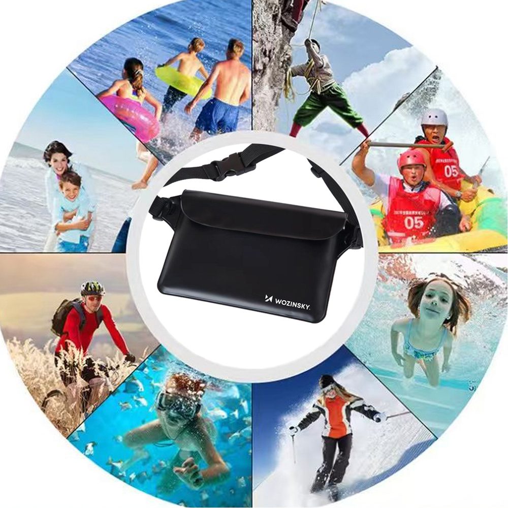 Wozinsky WWS-01 Waterproof PVC Waist Bag - Blackeng