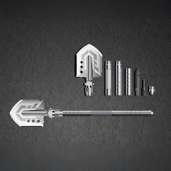 Wozinsky WSS-211 survival bushcraft shovel multifunctional knife breaker flint whistle harpoon - grayeng