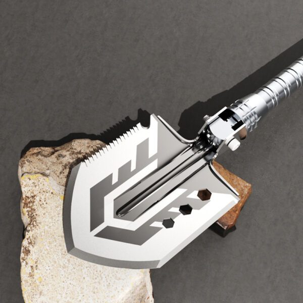 Wozinsky WSS-211 survival bushcraft shovel multifunctional knife breaker flint whistle harpoon - grayeng