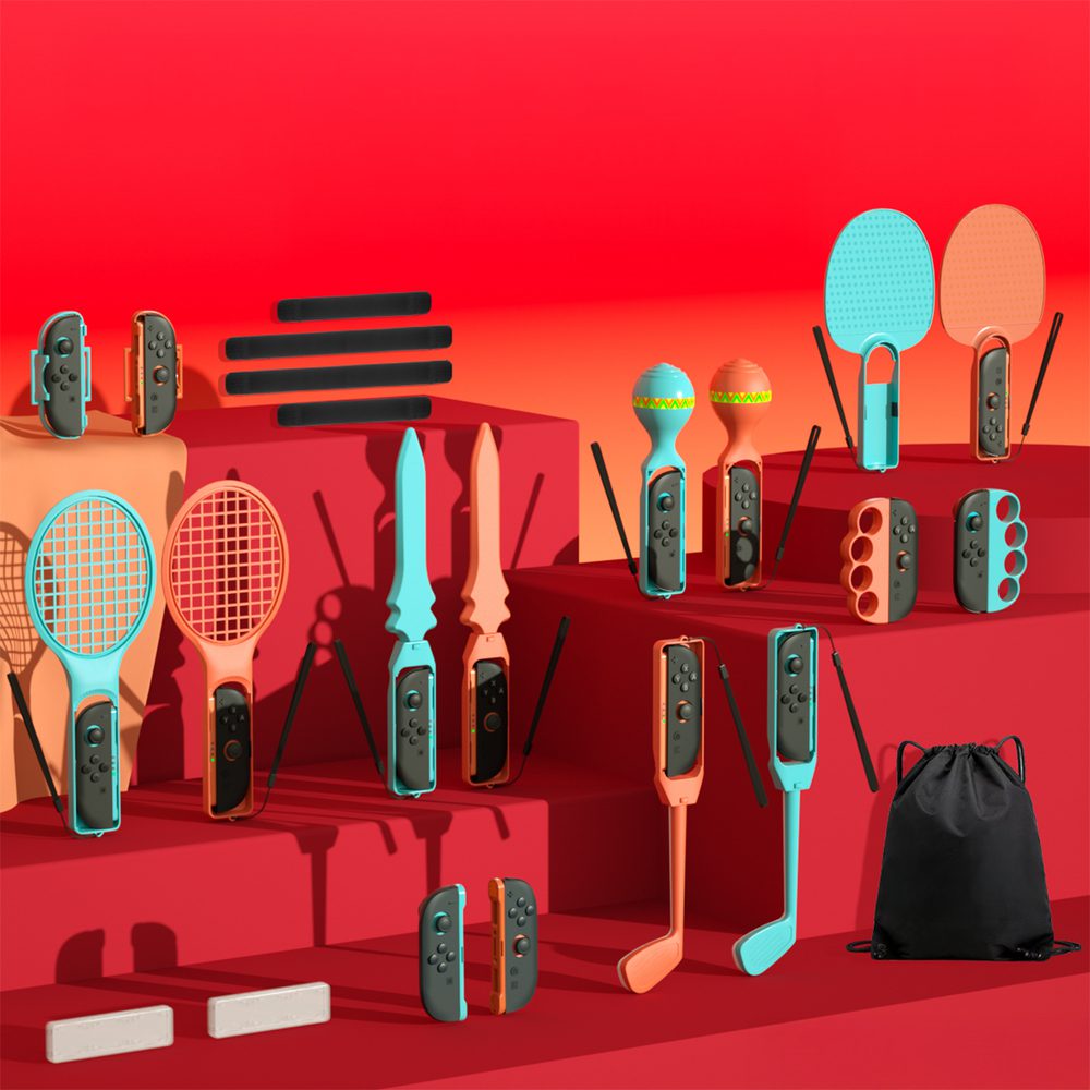 Nintendo Switch 23-in-1 Family Accessory Pack 2 - Orange and Blue Seteng