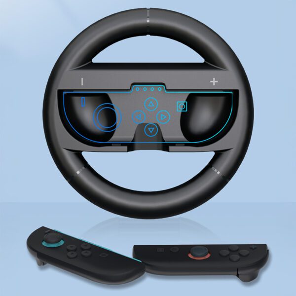 197596_7 Racing Wheel for Nintendo Switch 2 Joy-Con Controller (Pack of 2) - Blackeng