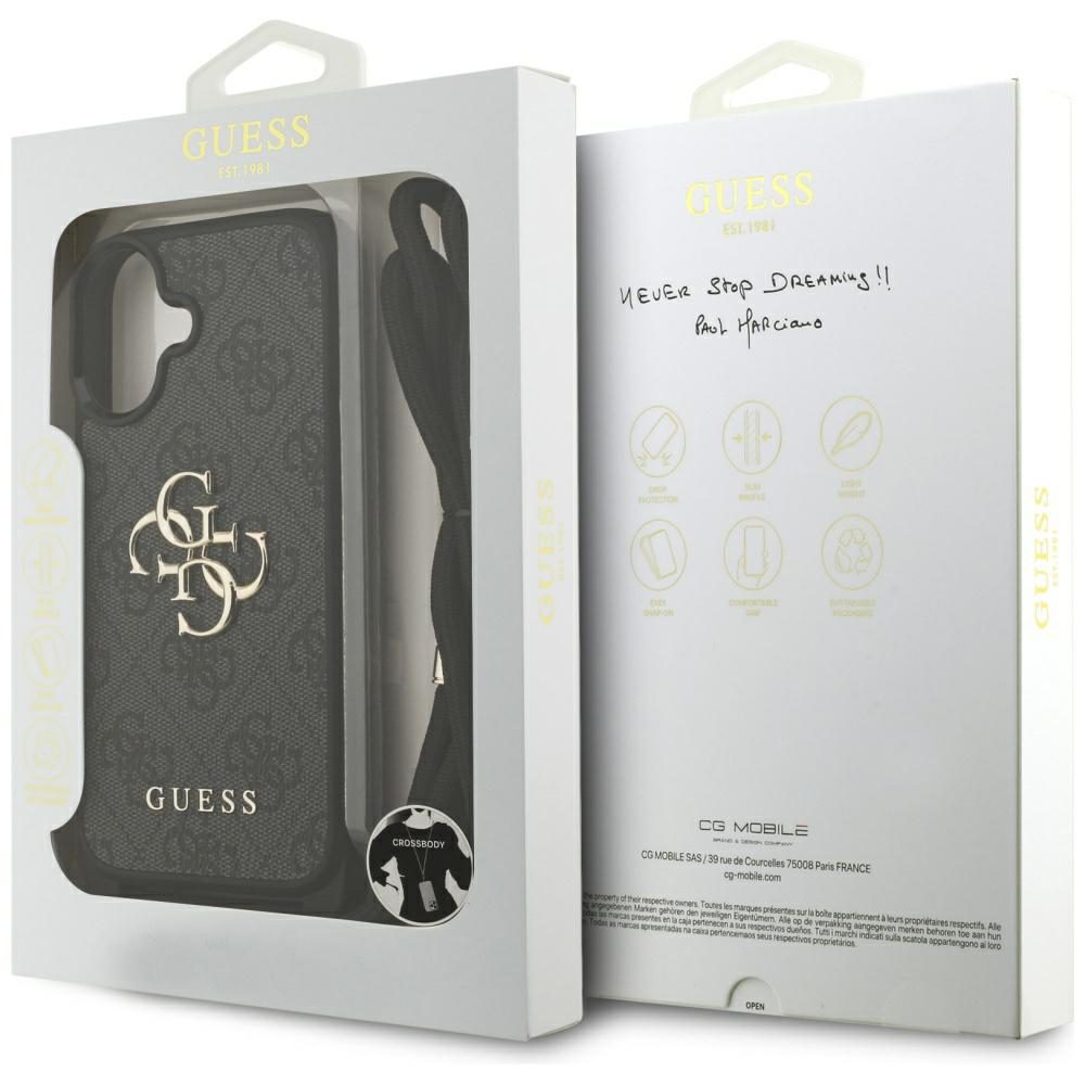 Guess 4G Big Logo Cord Stap Crossbody Case for iPhone 17 - Blackeng