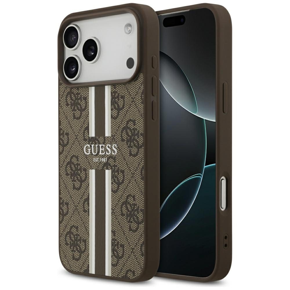 Guess 4G Printed Stripes MagSafe case for iPhone 17 Pro Max - browneng