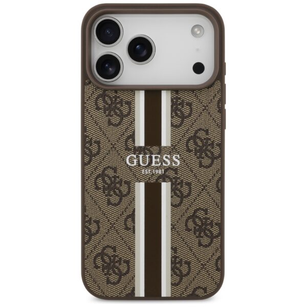 Guess 4G Printed Stripes MagSafe case for iPhone 17 Pro Max - browneng