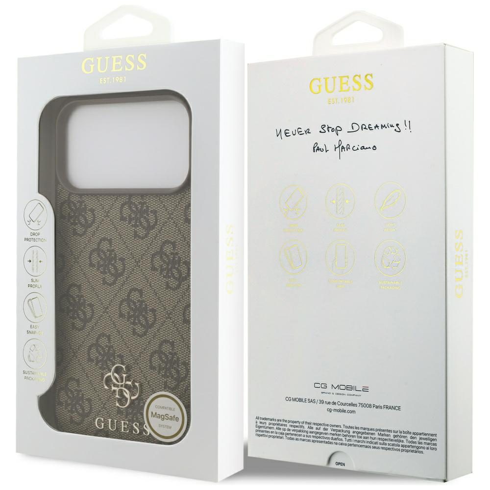 199234_8 Guess 4G Small Classic Logo MagSafe Case for iPhone 17 Pro Max - Browneng