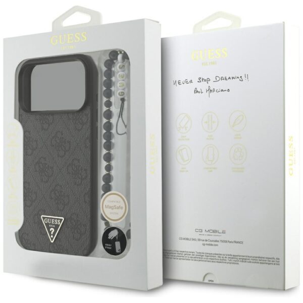 199239_8 Guess 4G Strap Triangle Logo MagSafe Case for iPhone 17 Pro Max - Blackeng