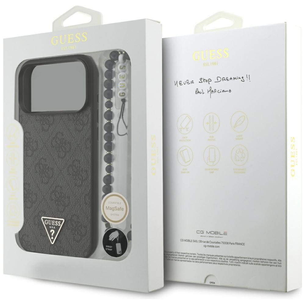 199239_8 Guess 4G Strap Triangle Logo MagSafe Case for iPhone 17 Pro Max - Blackeng