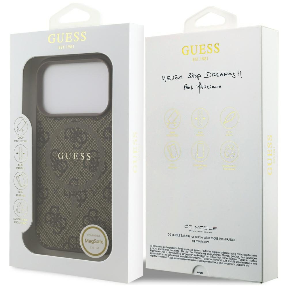 199754_8 Guess 4G Ring Classic Logo MagSafe Case for iPhone 17 Pro - Browneng