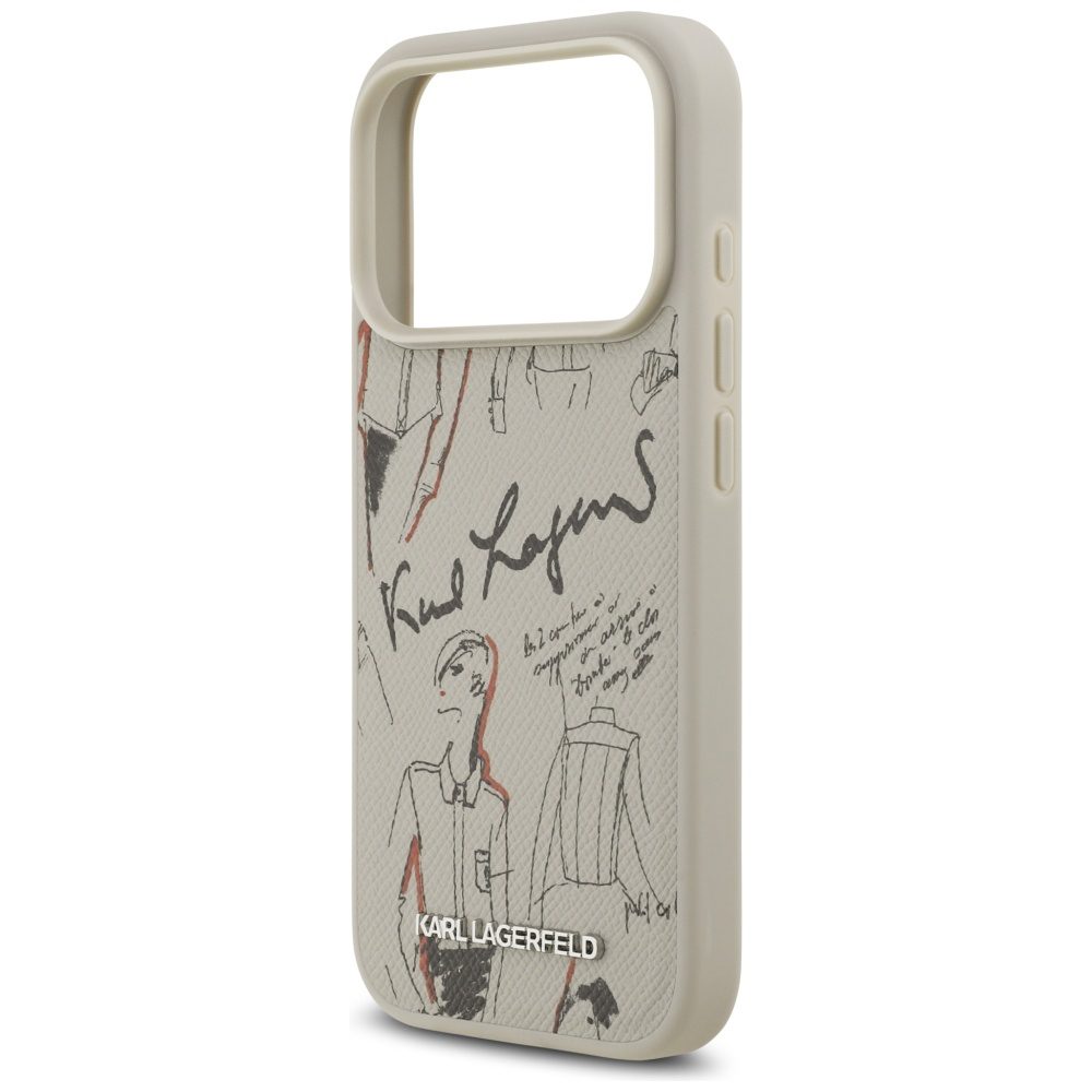 199781_6 Karl Lagerfeld Grained Pattern & Logo MagSafe Case for iPhone 17 Pro - Grayeng