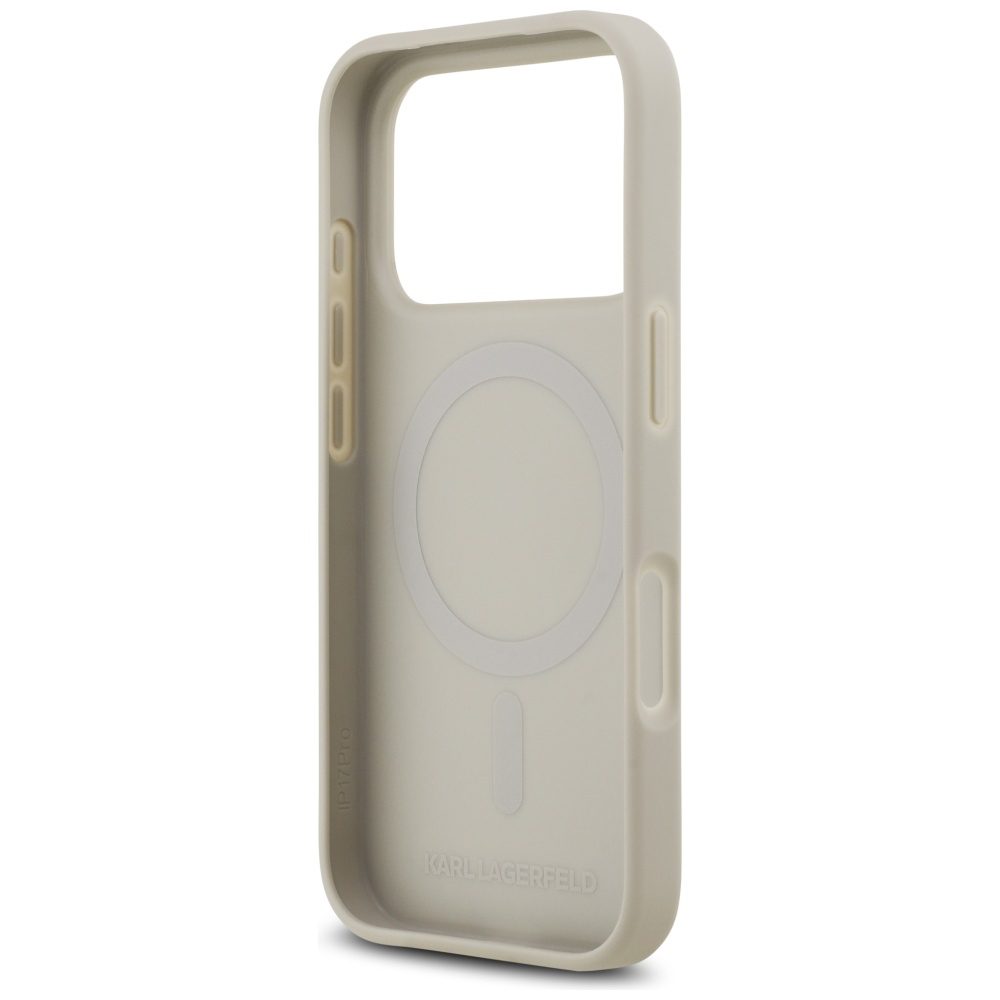 199781_7 Karl Lagerfeld Grained Pattern & Logo MagSafe Case for iPhone 17 Pro - Grayeng
