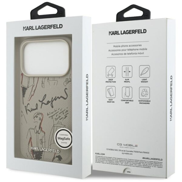 199781_8 Karl Lagerfeld Grained Pattern & Logo MagSafe Case for iPhone 17 Pro - Grayeng