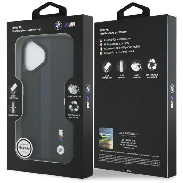 BMW M Perforated Stripe Logo MagSafe Case for iPhone 17 - Blueeng