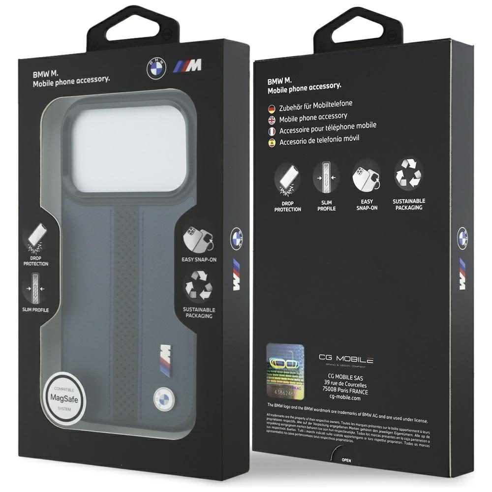 BMW M Perforated Stripe Logo MagSafe Case for iPhone 17 Pro - Navy Blueeng