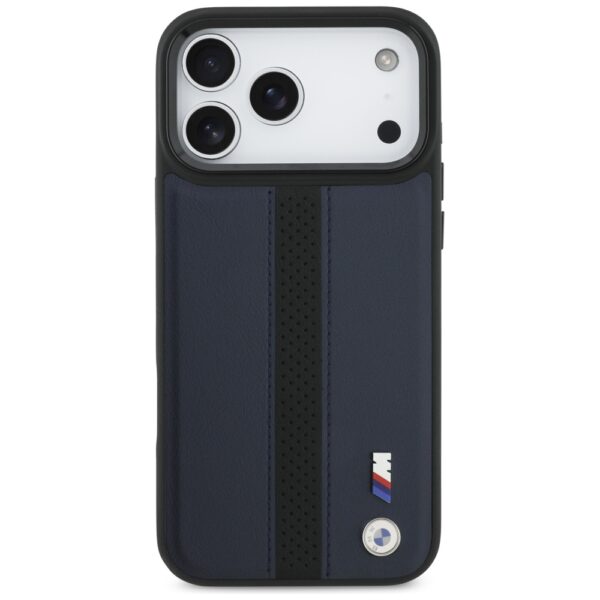BMW M Perforated Stripe Logo MagSafe Case for iPhone 17 Pro Max - Navy Blueeng