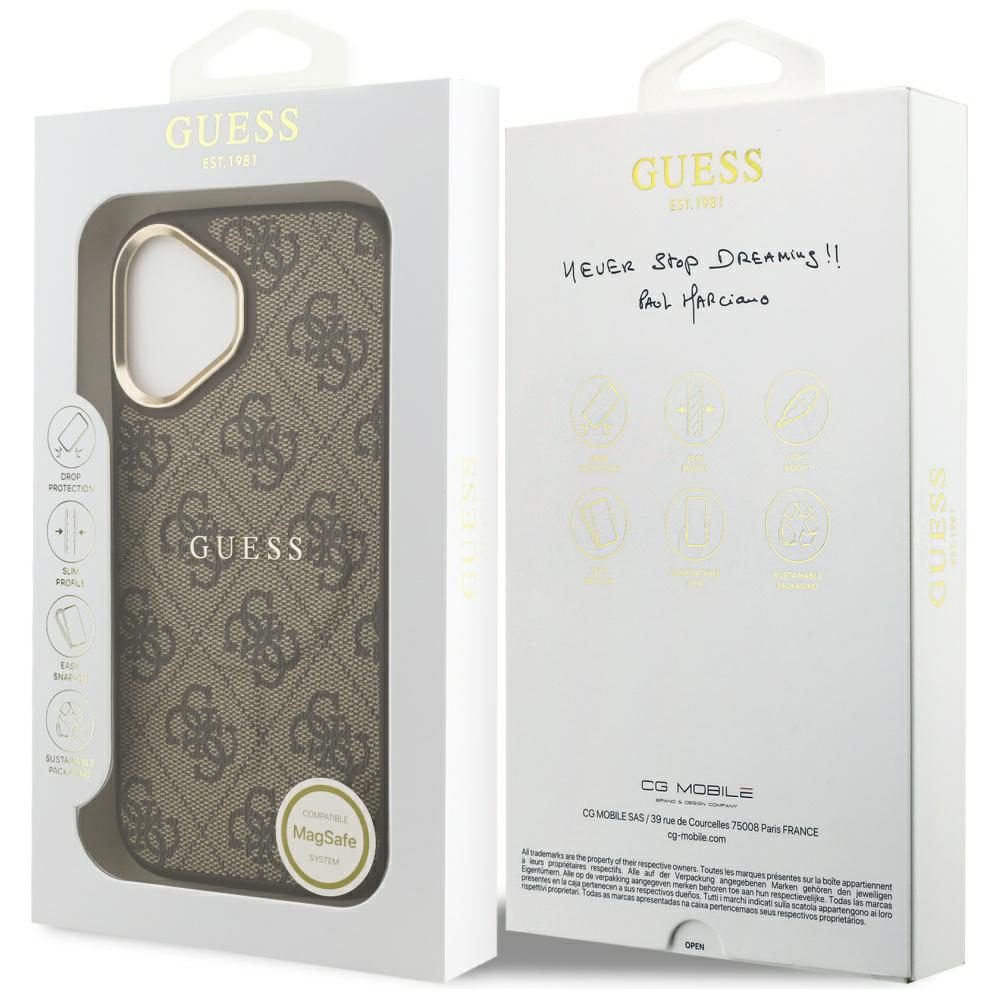 Guess 4G PU Classic Logo MagSafe Case for iPhone 17 - Browneng