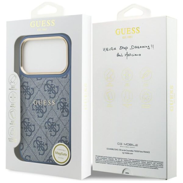 Guess 4G PU Classic Logo MagSafe Case for iPhone 17 Pro - Blueeng