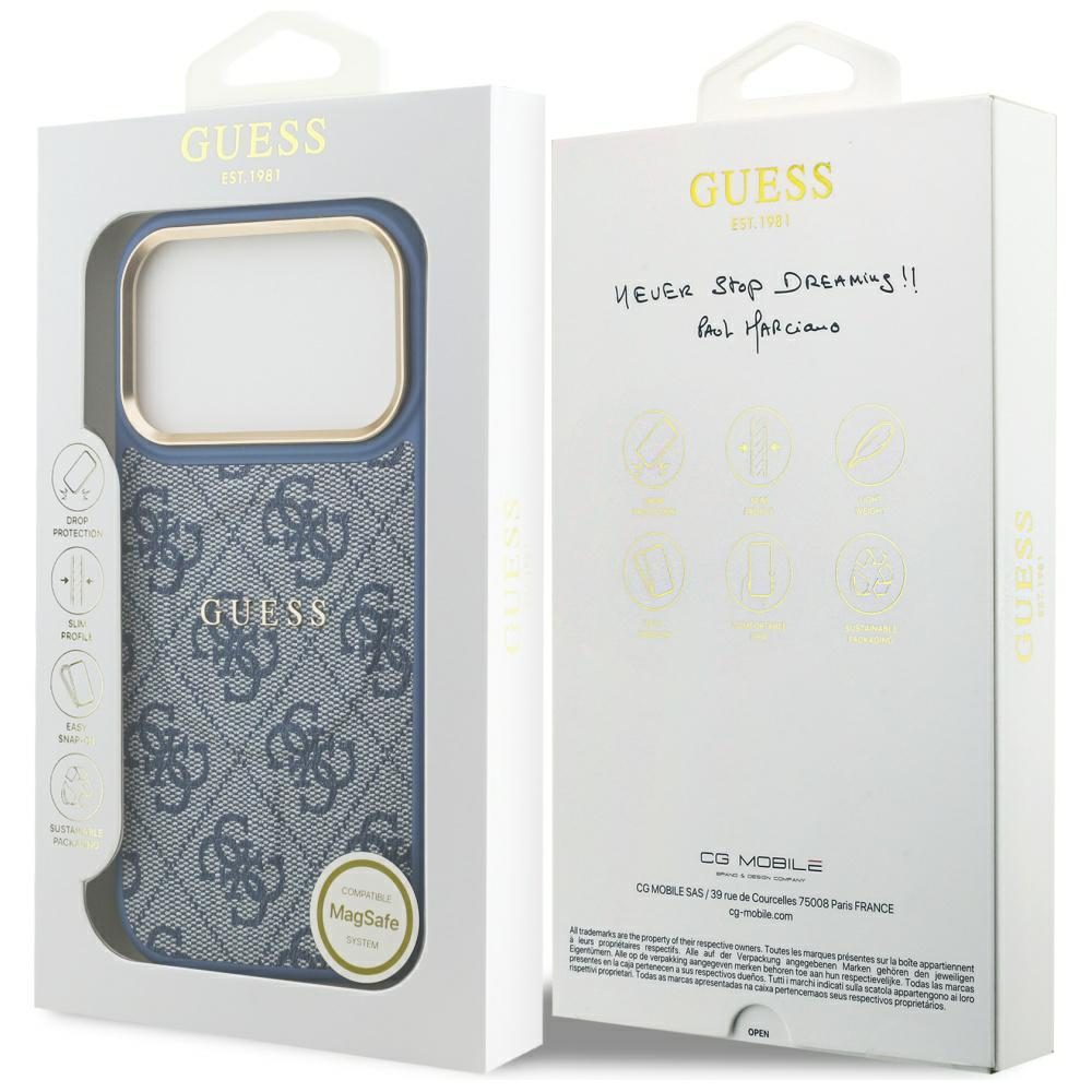 Guess 4G PU Classic Logo MagSafe Case for iPhone 17 Pro - Blueeng