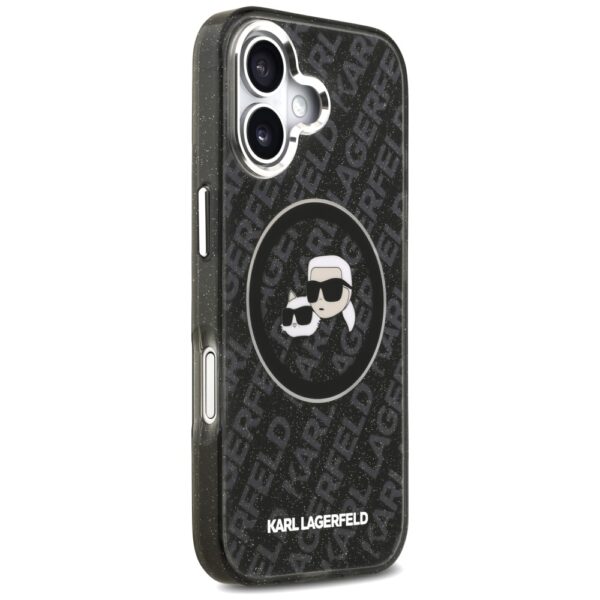 Karl Lagerfeld IML Glitter Karl & Choupette Heads Logo MagSafe Case for iPhone 17 - Blackeng