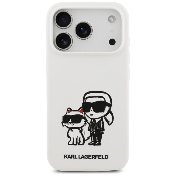 Karl Lagerfeld Silicone K&C Sketch & Logo MagSafe Case for iPhone 17 Pro - Whiteeng