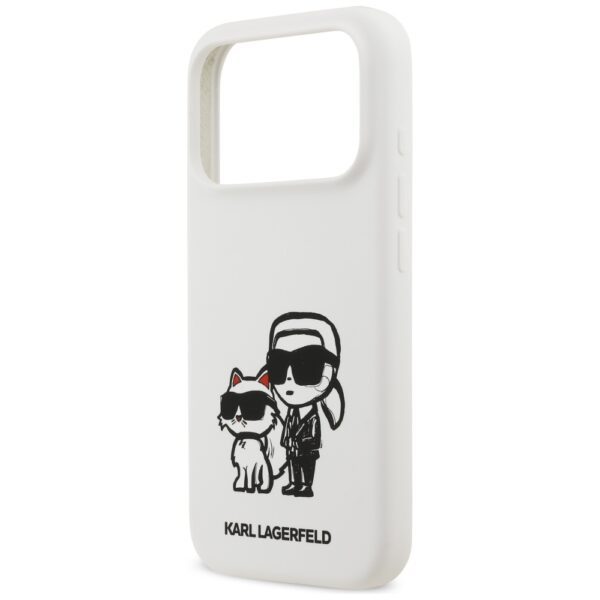 Karl Lagerfeld Silicone K&C Sketch & Logo MagSafe Case for iPhone 17 Pro - Whiteeng