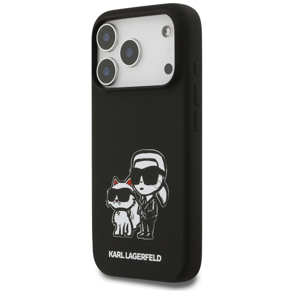 Karl Lagerfeld Silicone K&C Sketch & Logo MagSafe Case for iPhone 17 Pro - Blackeng