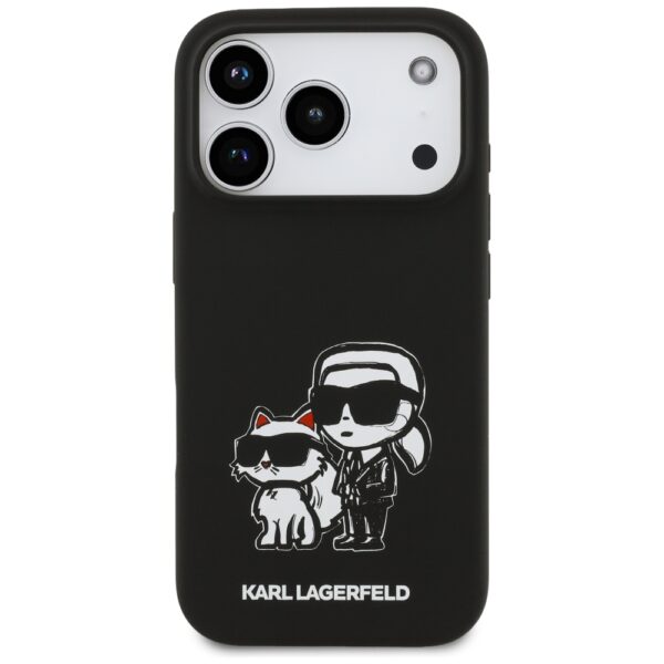 Karl Lagerfeld Silicone K&C Sketch & Logo MagSafe Case for iPhone 17 Pro - Blackeng
