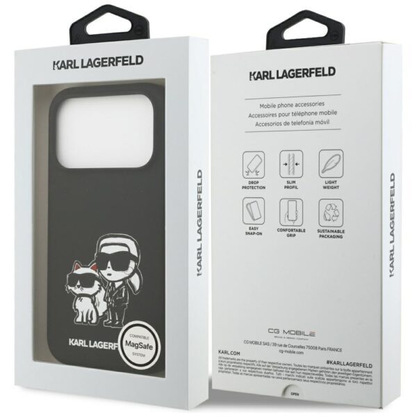 Karl Lagerfeld Silicone K&C Sketch & Logo MagSafe Case for iPhone 17 Pro - Blackeng