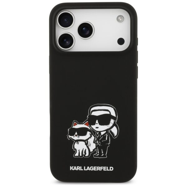 199950_3 Karl Lagerfeld Silicone K&C Sketch & Logo MagSafe Case for iPhone 17 Pro Max - Blackeng