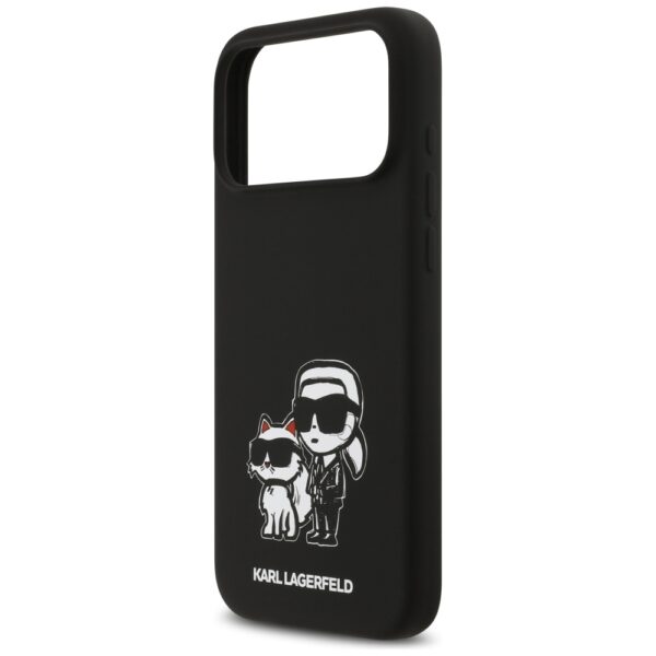 199950_6 Karl Lagerfeld Silicone K&C Sketch & Logo MagSafe Case for iPhone 17 Pro Max - Blackeng