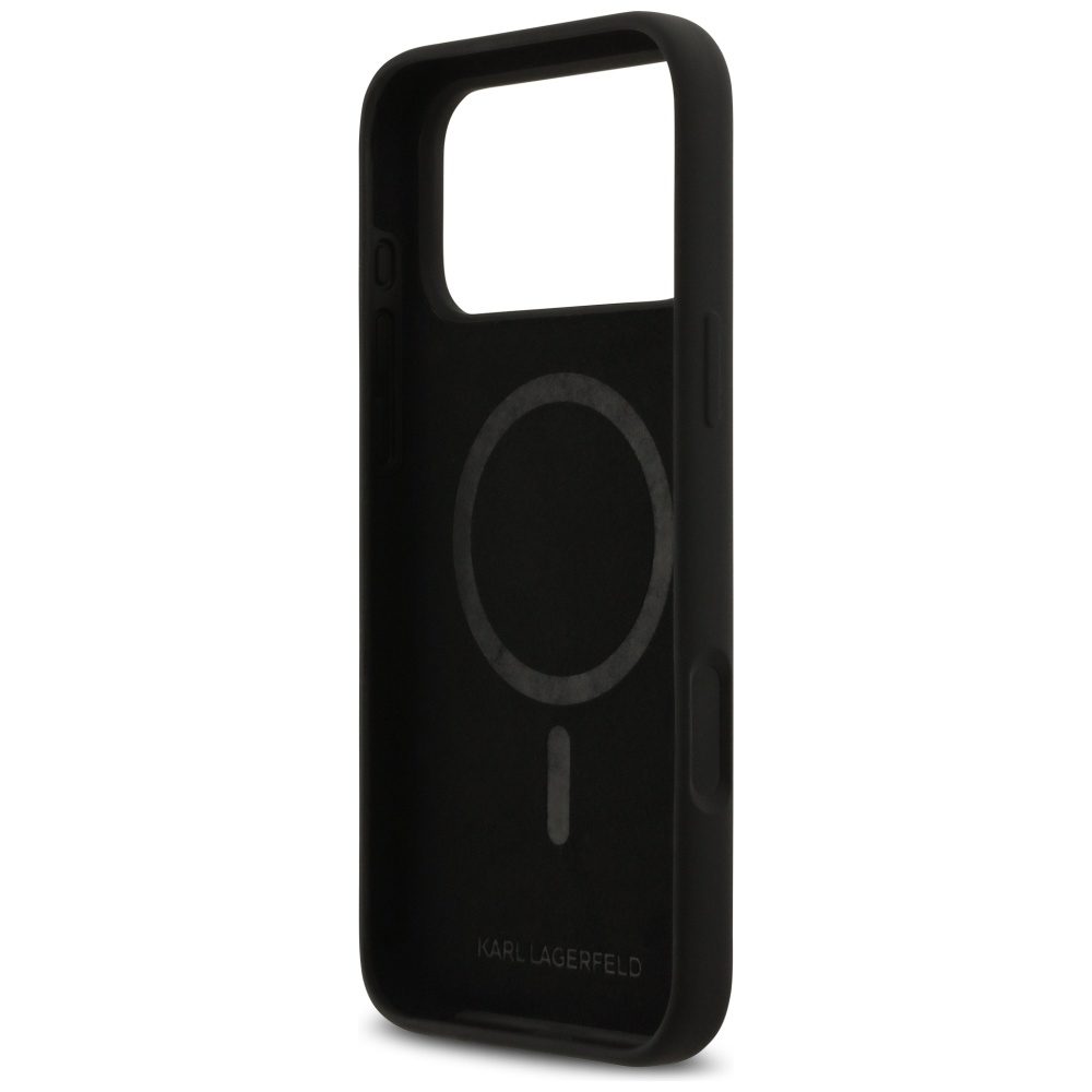 199950_7 Karl Lagerfeld Silicone K&C Sketch & Logo MagSafe Case for iPhone 17 Pro Max - Blackeng