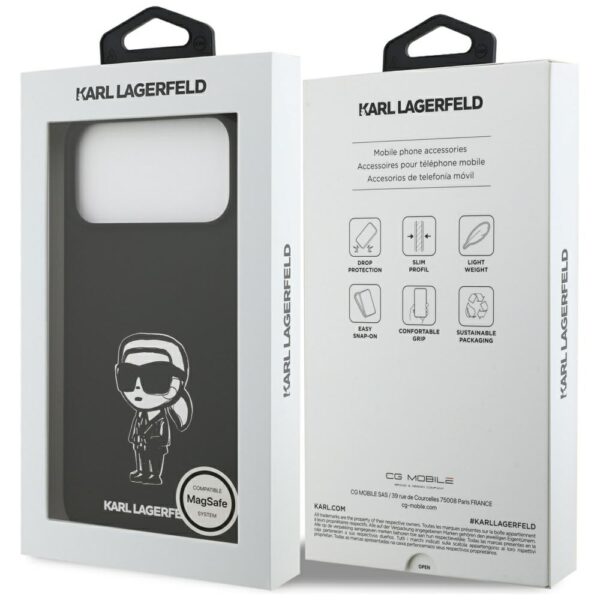 Karl Lagerfeld Silicone Karl Sketch & Logo MagSafe Case for iPhone 17 Pro Max - Blackeng
