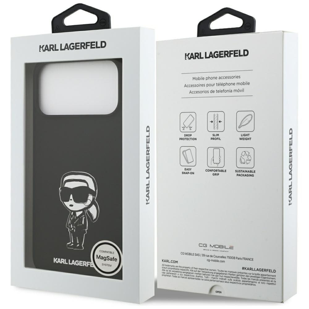 Karl Lagerfeld Silicone Karl Sketch & Logo MagSafe Case for iPhone 17 Pro Max - Blackeng