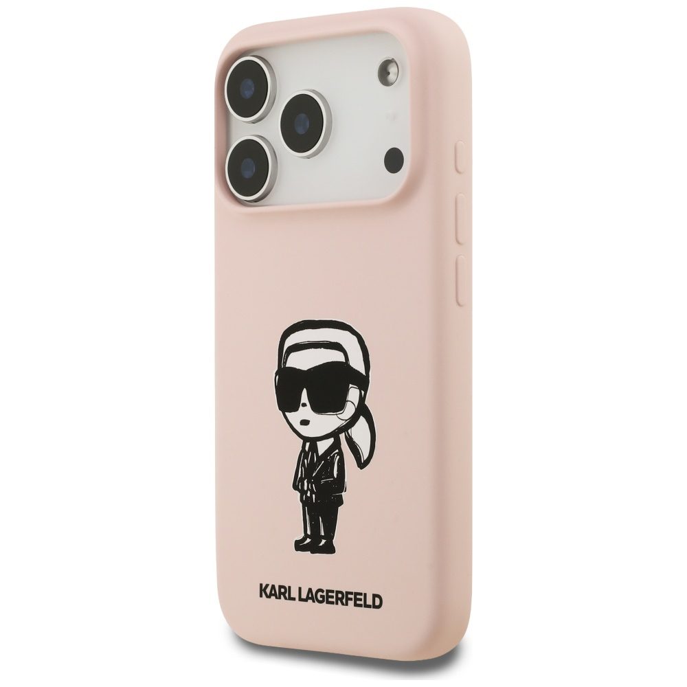 199957_2 Karl Lagerfeld Silicone Karl Sketch & Logo MagSafe Case for iPhone 17 Pro Max - Pinkeng