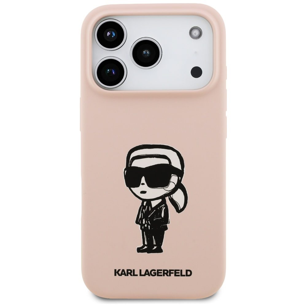 Karl Lagerfeld Silicone Karl Sketch & Logo MagSafe Case for iPhone 17 Pro - Pinkeng