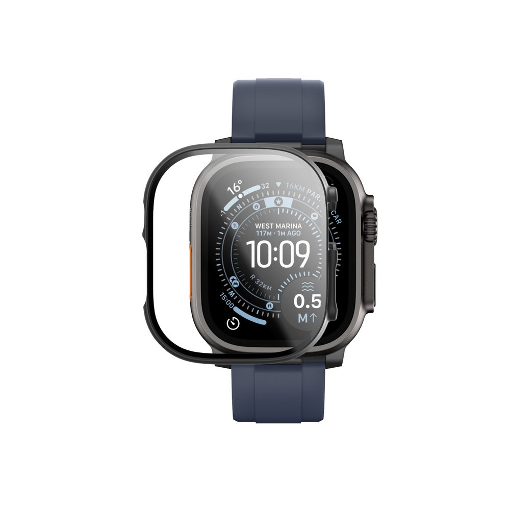 AmazingThing Radix Glass Screen Protector with Case for Apple Watch UItra 3 49mm - Blackeng