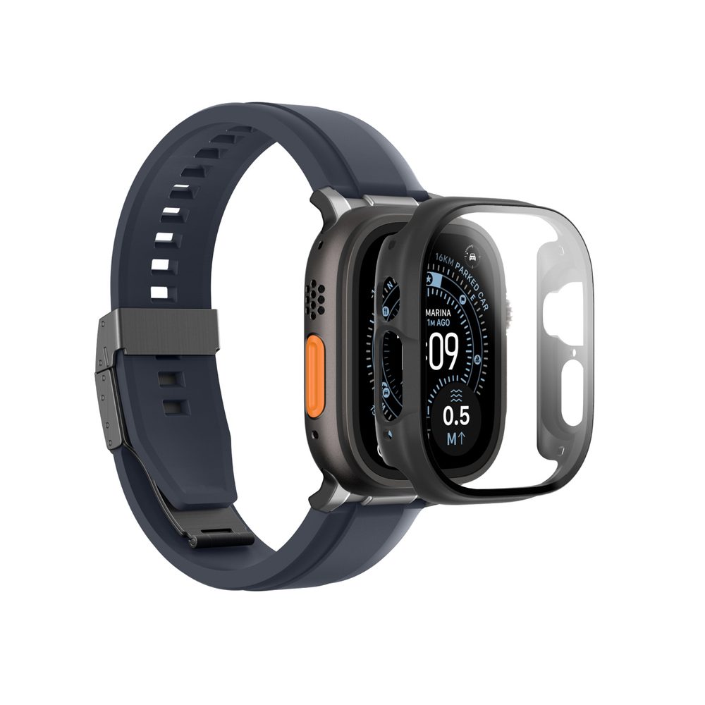 AmazingThing Radix Glass Screen Protector with Case for Apple Watch UItra 3 49mm - Blackeng