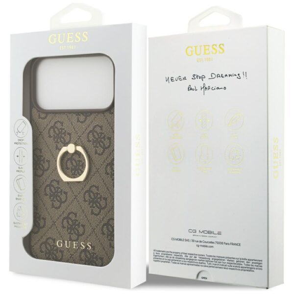Guess 4G Ring Stand Case for iPhone 17 Pro Max - Browneng