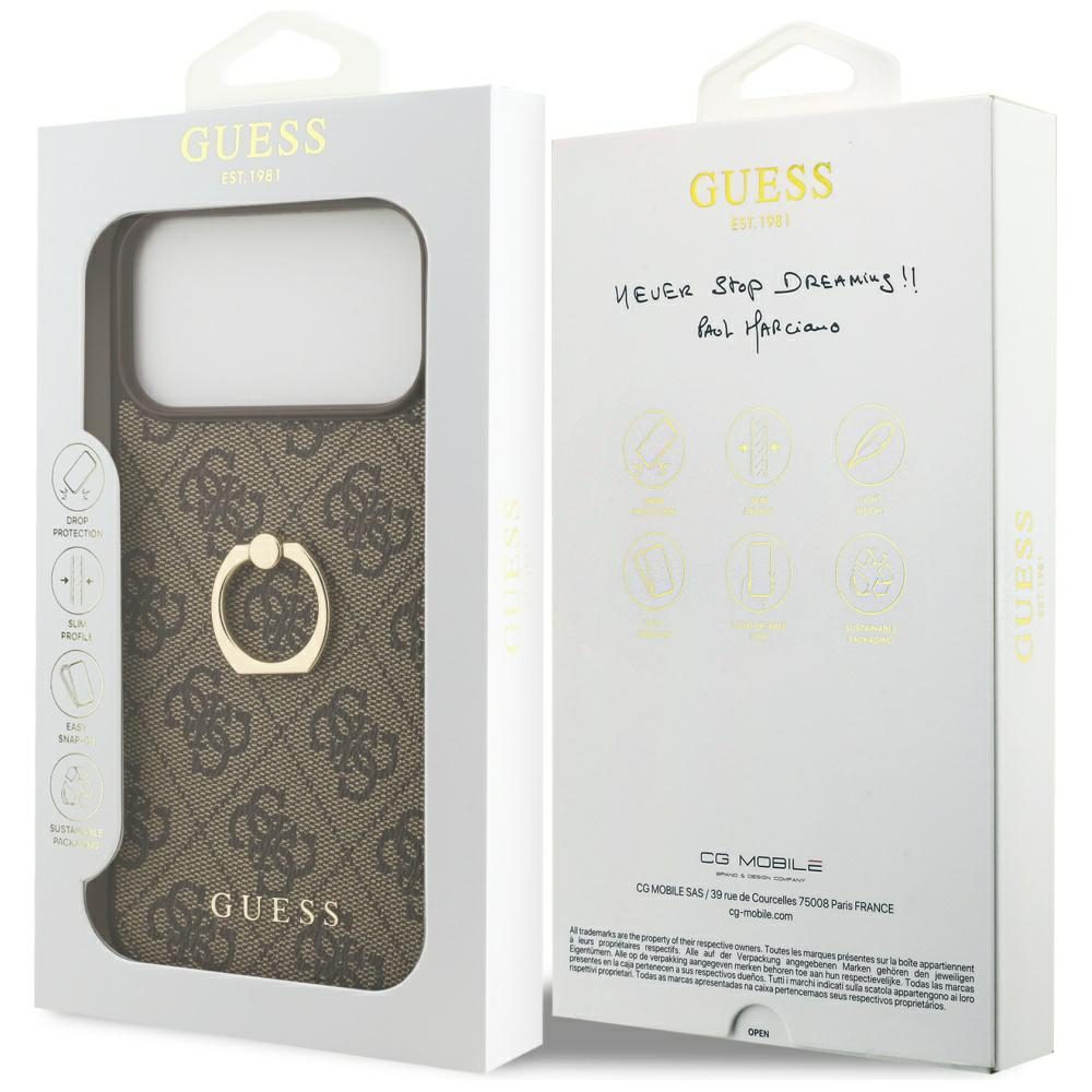 Guess 4G Ring Stand Case for iPhone 17 Pro Max - Browneng