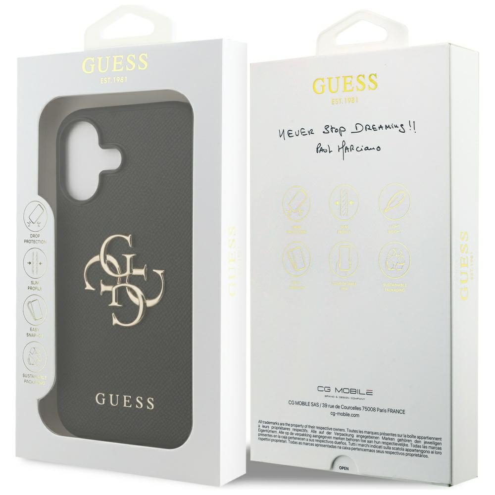 200838_8 Guess Grained Big 4G & Classic Logo case for iPhone 17 - blackeng