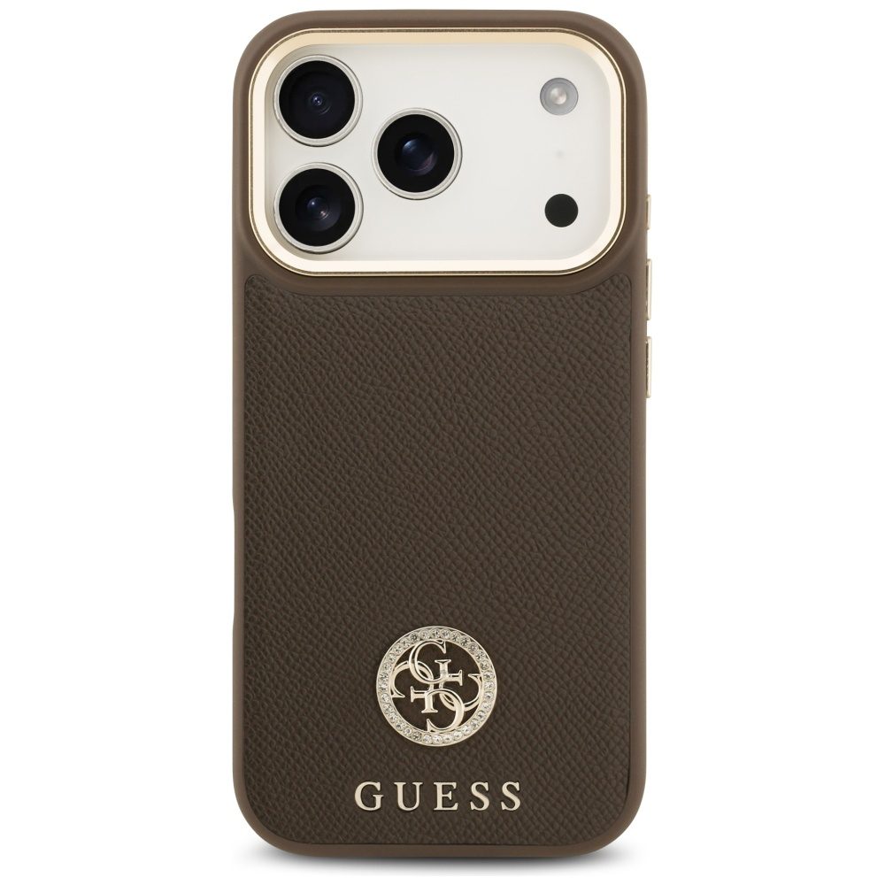 200856_3 Guess Grained Strass Logo MagSafe case for iPhone 17 Pro - browneng