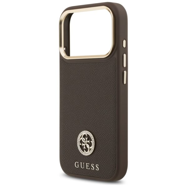 200856_6 Guess Grained Strass Logo MagSafe case for iPhone 17 Pro - browneng