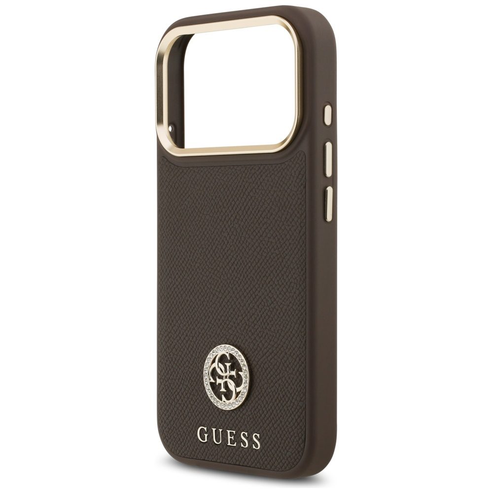 200856_6 Guess Grained Strass Logo MagSafe case for iPhone 17 Pro - browneng
