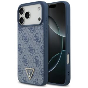 Guess Leather 4G Triangle Strass MagSafe Case for iPhone 17 Pro Max - Blueeng